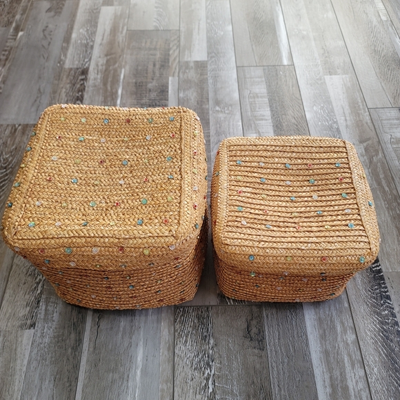 Woven Stackable Nesting Baskets Pair - Picture 2 of 9